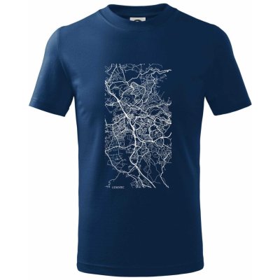 Mapy měst černobílé Liberec tričko dětské bavlněné Půlnoční modrá