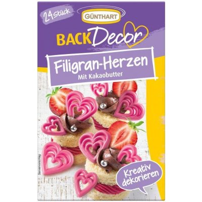 Čokoladové decorace růžové srdce, 24ks Gunthart – Zboží Dáma