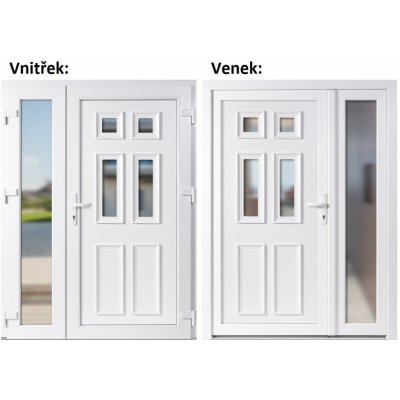 Dvoukřídlé vchodové dveře plastové Soft Becca+Sklo Nisip, Bílá/bílá, 150x200 cm, pravé