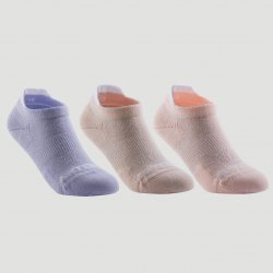 ARTENGO Dětské nízké tenisové ponožky RS160 3 páry šedé, broskvové, růžové