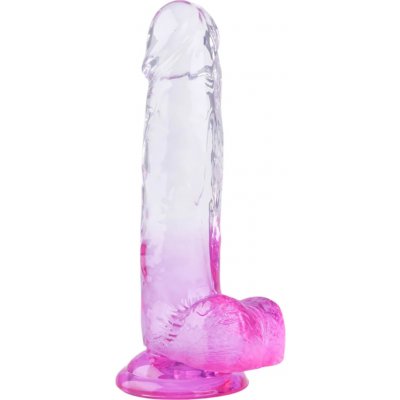 Sunfo přísavkový dildo s varlaty 22cm průhledná fialová – Zboží Dáma