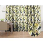Biante Sametový závěs Tamara TMR-010 Zlaté tropické listy na zeleném 145x210 cm – Hledejceny.cz