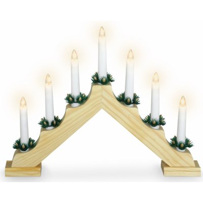 M.A.T. svícen vánoční el. 7 svíček jehlan dřev.přírodní do zásuvky – Zboží Mobilmania