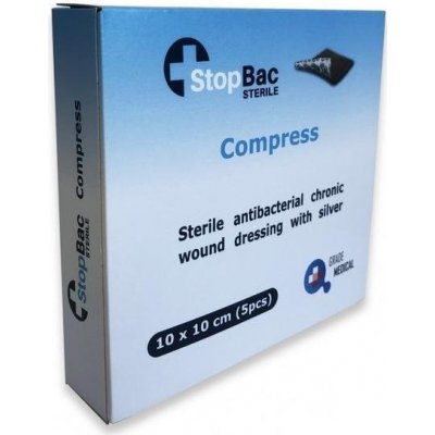 STOPBAC Kompres na chronické rány antibakteriální SBS Compres 10 x 10 cm
