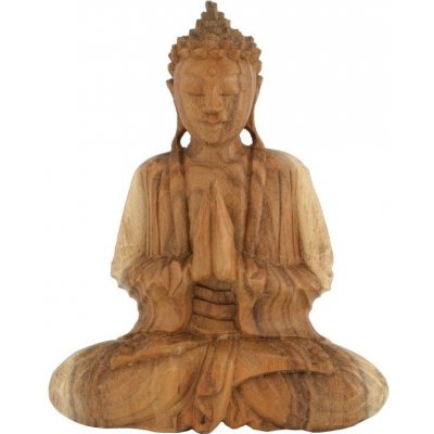 Soška Buddha dřevo 25 cm sv Namaskara – Zboží Dáma