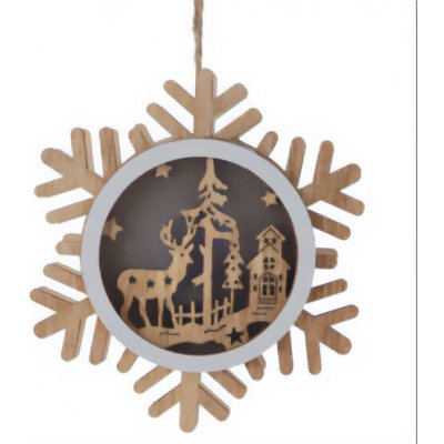 Home Styling Collection Dřevěná vánoční dekorace k zavěšení 12 cm béžová – Hledejceny.cz