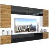 Obývací stěna Belini Premium Full Version černý lesk dub wotan LED osvětlení Nexum 30