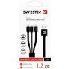 Flex kabel Swissten kabel Textile 3in1mFi 1,2m, černá