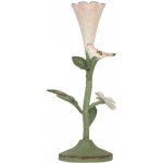 Růžovo-zelený kovový svícen s ptáčkem Birdi - 12*12*26 cm - Clayre & Eef – Zbozi.Blesk.cz