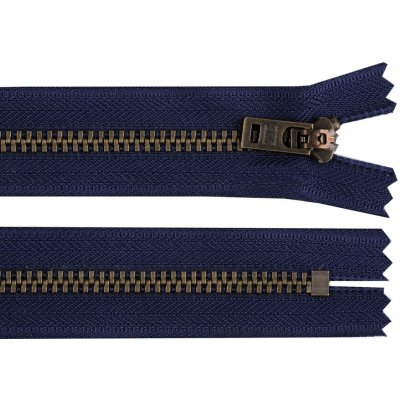 Kovový zip YKK No 5 délka 18 cm staromosazný (jeansový) Varianta: 919 modrá tmavá staromosaz, Balení: 1 ks – Hledejceny.cz