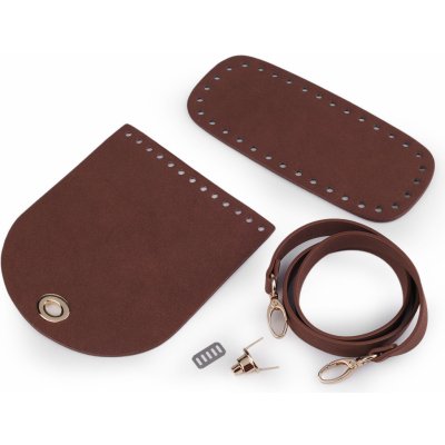 Sada na výrobu kabelky z broušené eko kůže - hnědá zlatá – Zboží Dáma