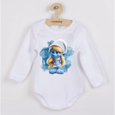 New Baby Originální kojenecké body s dlouhým rukávem Šmoulinka Smurfs Bílá – Hledejceny.cz