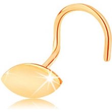 Šperky eshop zlatý piercing zahnutý ploché zrnko s lesklým hladkým povrchem GG140.19