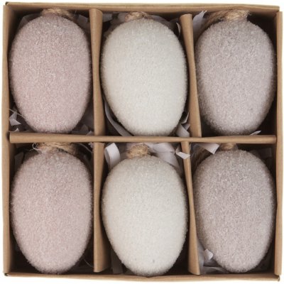 Sada umělých velikonočních vajíček na pověšení šedá, 6 ks
