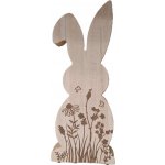 Dřevěný zajíc sedící květinový motiv, 24 cm – Zboží Mobilmania