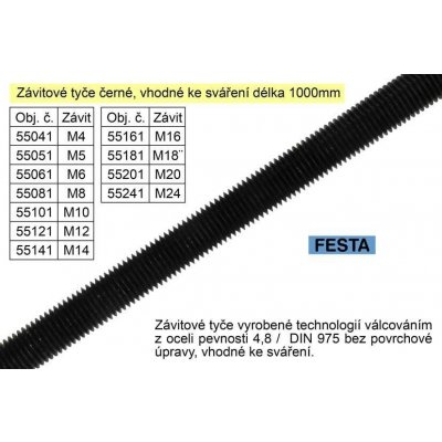55181 Tyč závitová M18, 1m DIN975 (TP 4. 8) (D) – Hledejceny.cz