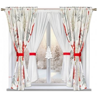 BytoTex Sada záclon s vánočním motivem - Vánoční stromek, 400 x 150 cm – Hledejceny.cz
