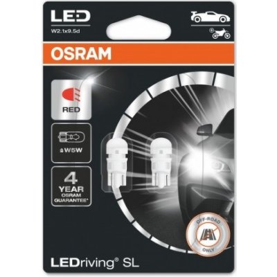 Osram LED W5W 2825DRP-02B RED 12V 1W W2,1x9,5d – Zboží Mobilmania