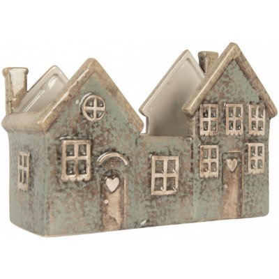 Šedo-zelený keramický domek na čajovou svíčku Lamont - 22*9*15 cm - Clayre & Eef – Hledejceny.cz