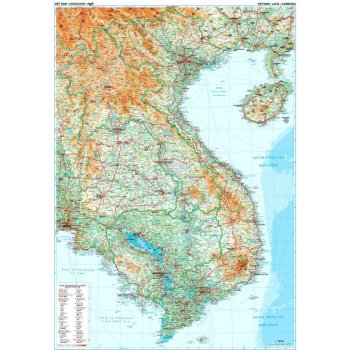 Gizi Map Vietnam, Laos a Kambodža - nástěnná mapa 87 x 124 cm Varianta: bez rámu v tubusu, Provedení: laminovaná mapa v lištách