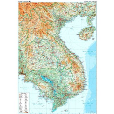 Gizi Map Vietnam, Laos a Kambodža - nástěnná mapa 87 x 124 cm Varianta: bez rámu v tubusu, Provedení: laminovaná mapa v lištách