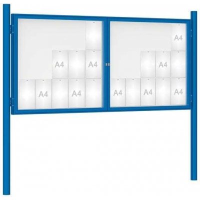 PROCITY Venkovní vitrína model 1000 dvoukřídlá, 30 x A4, modrá, včetně sloupků | Zboží Auto