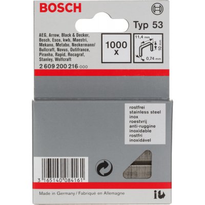 BOSCH nerezové spony typ 53 - šířka 11,4 mm, délka 10 mm, balení 1000 ks – Zbozi.Blesk.cz