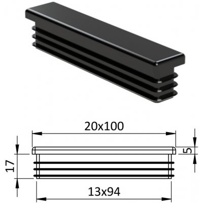 Kovoinox Krytka plastová 20 x 100 mm, černá – Hledejceny.cz
