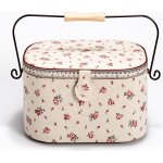 VTC Kazeta / košík na šití, čalouněný, L COUNTRY ROSE, růžičky na béžové, 30 x 20 x 19cm – Zboží Dáma