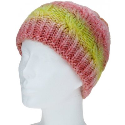 Pletená zimní čepice růžovo žlutá melírovaná – Sleviste.cz