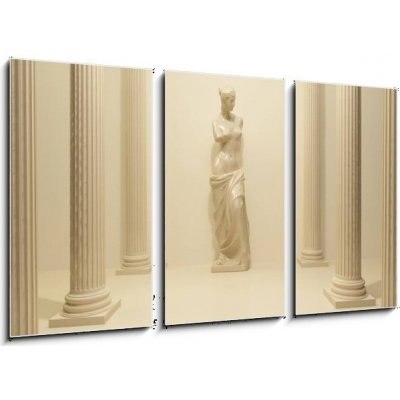 Obraz 3D třídílný - 90 x 50 cm - Ancient Statue of a nude Venus in the middle of perspective pill Starověká socha nahé Venuše uprostřed perspektivy pilulky