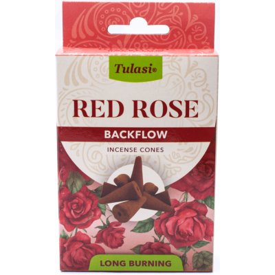 Tulasi Červená růže indické vonné františky Tekoucí dým 10 ks