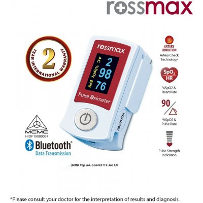 Rossmax SB210 Pulsní oxymetr s upozorněním na arteriosklerózu + Bluetooth – Hledejceny.cz