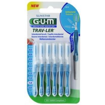 GUM Trav-Ler mezizubní kartáčky s chlorhexidinem kónický 1,6 mm 6 ks blistr