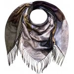 Biju Dámský hřejivý šátek šedo-hnědé květy 7200801-4 – Zboží Dáma