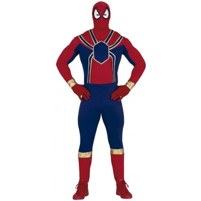 Fiestas Guirca FIESTAS GUIRCA Spider Hero – červený modrý a zlatý super pavoučí outfit s maskou a kombinézou