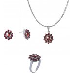 Granát Turnov Stříbrný set šperků 348 s českým granátem, rhodiovaný ovál – Hledejceny.cz