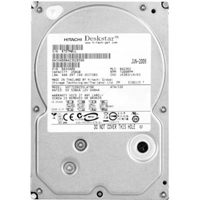 Hitachi 250GB PATA IDE/ATA 3,5", HDT725025VLAT80