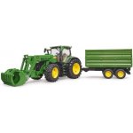 Bruder 3155 Traktor John Deere 7R 350 s čelním nakladačem a přívěsem – Zbozi.Blesk.cz