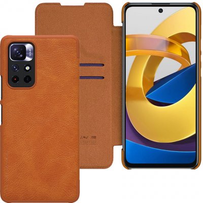 Pouzdro Kožené Xiaomi Redmi Note 11 5G / Redmi Note 11S 5G / Redmi Note 11T 5G / POCO M4 Pro 5G, Nillkin - Qin, hnědé – Zbozi.Blesk.cz