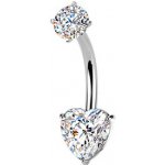 Šperky4U Ocelový piercing do pupíku srdce BS1073 – Zboží Dáma