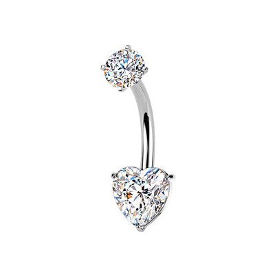 Šperky4U Ocelový piercing do pupíku srdce BS1073 – Zboží Dáma