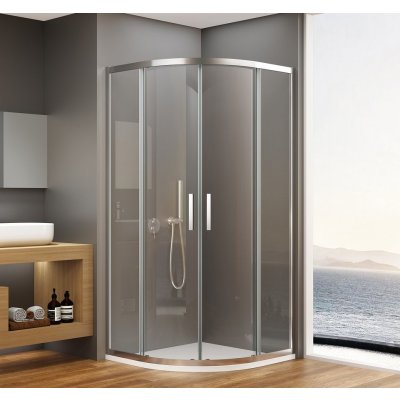 Bruckner, BORG čtvrtkruhová sprchová zástěna 900x900x1950 mm, R550, čiré sklo, 751.090.1 – Zboží Mobilmania