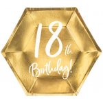 PartyDeco Papírové talířky číslo 18 zlaté – Sleviste.cz