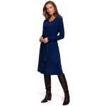 S175 Wrap front dress with a tie detail navy blue – Zboží Mobilmania