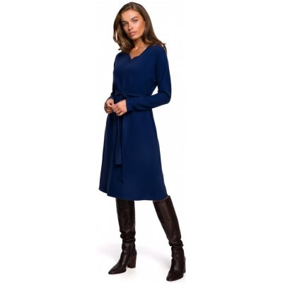 S175 Wrap front dress with a tie detail navy blue