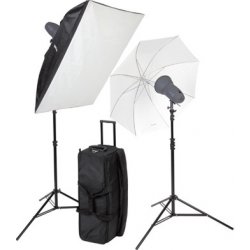 HELIOS Helios 200E Kit (2x záblesková lampa 2x stativ LS12 1x softbox 80x100cm 1x deštník 100cm bezdrát. odpalovač transportní taška)