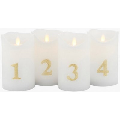 Adventní LED svíčky Sara White Gold - set 4 ks Sirius – Hledejceny.cz
