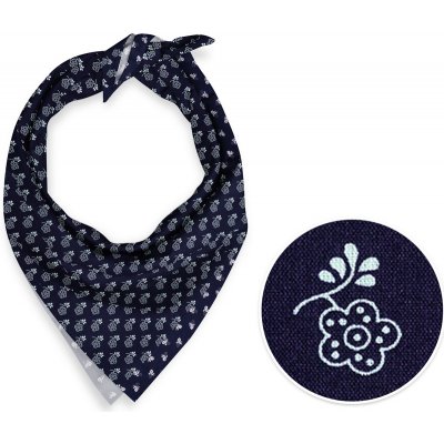 Biante balvněný šátek Sandra SA-354 Bílé květy na tmavě modrém – Zboží Mobilmania