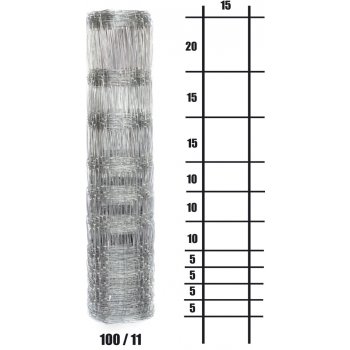 Uzlové lesnické pletivo výška 100 cm, 1,6/2,0 mm, 11 drátů